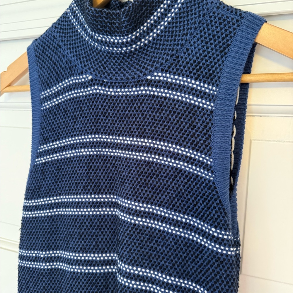 Black House White Market Woven Striped Navy Blue and Black Dress